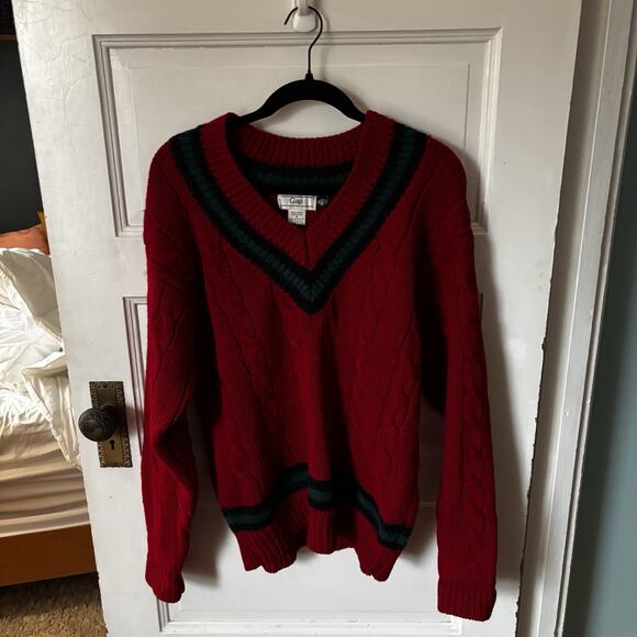 90s VTG THE GAP Ribbed Sweater Sz S Red Blue And Green Knit 100% Wool True Vint - Picture 1 of 7